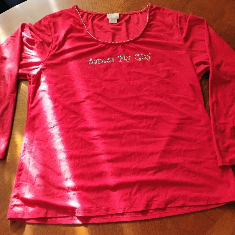 (0961) "Santa Is My Guy" Pullover ToP - Size: XL